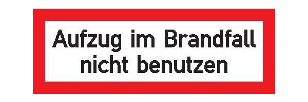 Hinweisschild, Aufzug im Brandfall nicht benutzen, langnachleuchtend