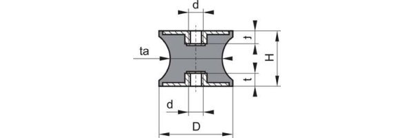 Gummi-Metall-Puffer, tailliert