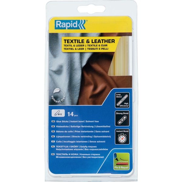 Klebesticks Textil und Leder Ø 12 x 190 mm 14 Stk. Blister Rapid