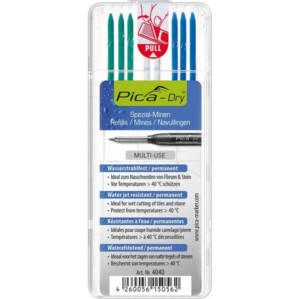 Minen-Set für Tieflochmarker Pica-Dry weiß, grün, blau Pica