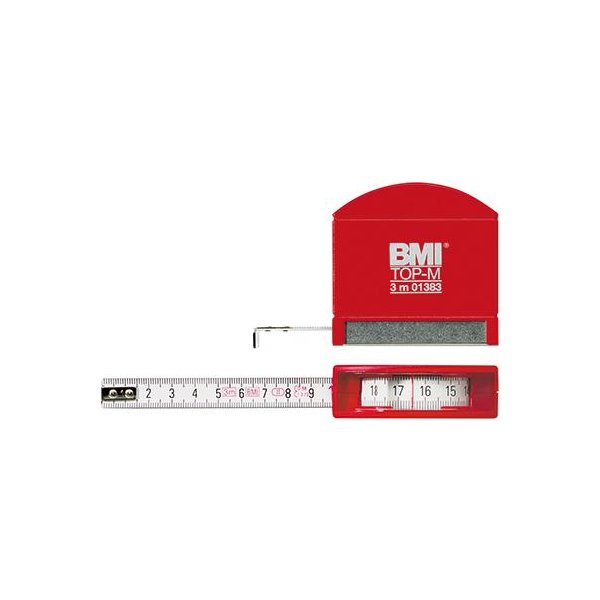 Taschenbandmaß 406 TOP M 3mx13mm weiß Sichtfensterund Edelstahlsohle BMI