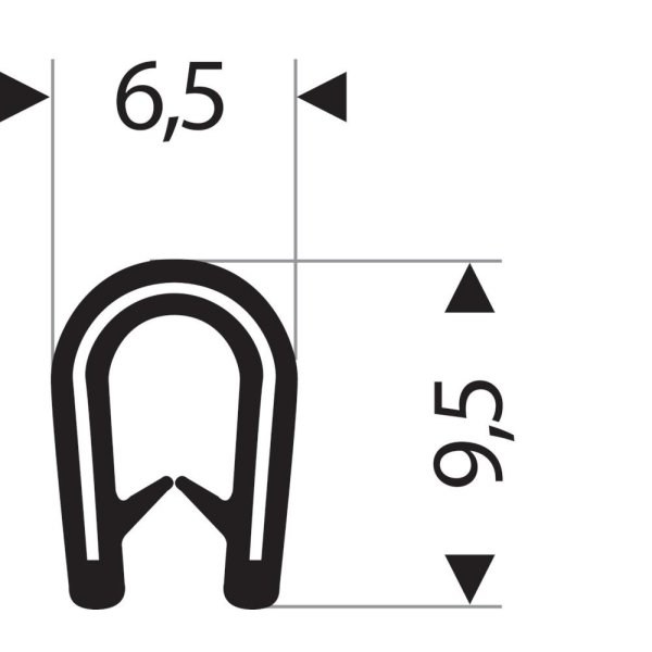 Kantenschutz flexibel rund, schwarz, 6,5x9,5 mm, Klemmbereich 1,0-2,0mm, 10m FORTIS