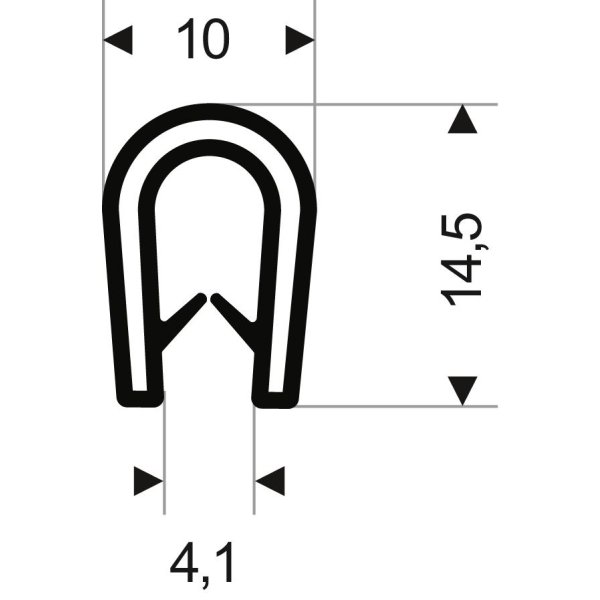 Kantenschutz flexibel rund, schwarz, 10x14,5mm, Klemmbereich 1,0-4,5mm, 10m FORTIS