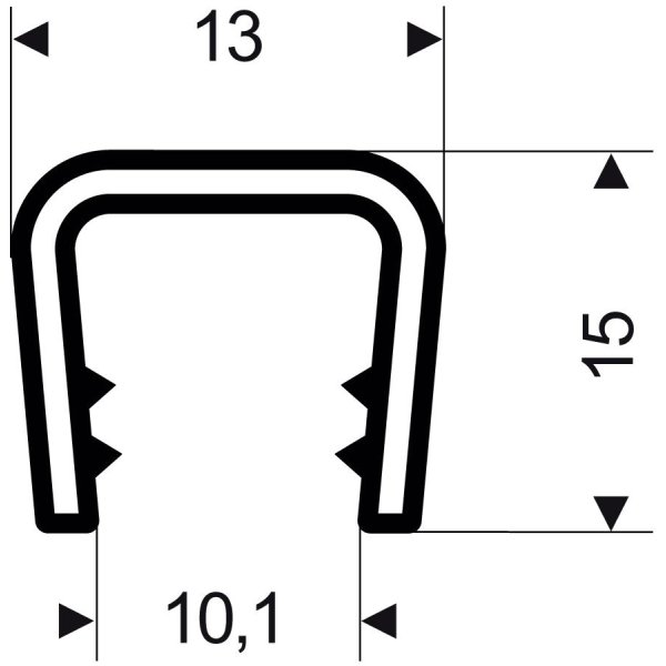 Kantenschutz flexibel konisch, schwarz, 13x15 mm, Klemmbereich 6,0-8,0mm, 50m FORTIS