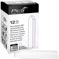 Tafelkreide Pica-Classic weiß 12x12x85mm, eckig angespitzt, unpapiert im Karton zu 12 St. Pica