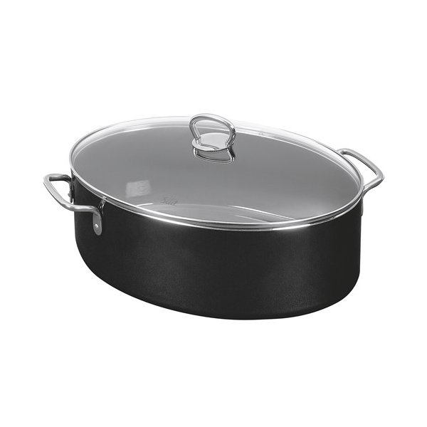 Bräter Professional oval 8,1 l 36,5x25,5x20cm Silargan schwarz mit Deckel