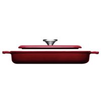 Grillpfanne Iron 28x28cm mit Steakpresse Chili Red