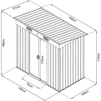 Gerätehausmit Pultdach195x 121 x 174/196 cmBescha...