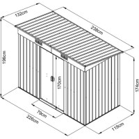 Gerätehausmit Pultdach238x 132 x 174/196 cmBescha...