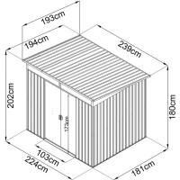 Gerätehaus mit Pultdach Skyligh 239 x 193 x 202 cm...