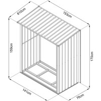 Anbau-Holzunterstandfür Gerätehäuser153 x...