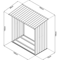 Kaminholzregal L150 x 75 x 142/154 cmverzinkt und...