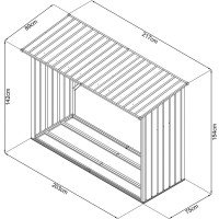 Kaminholzregal XL205 x 75x 142/154 cmverzinkt und...