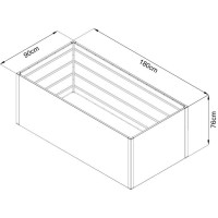 Hochbeet m.Doppelwand 180 x 90 x 76 cm 1200 l...