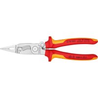 Elektroinstallationszangeverchromt VDE mit 2-Komponenten-Griffen 200mm KNIPEX