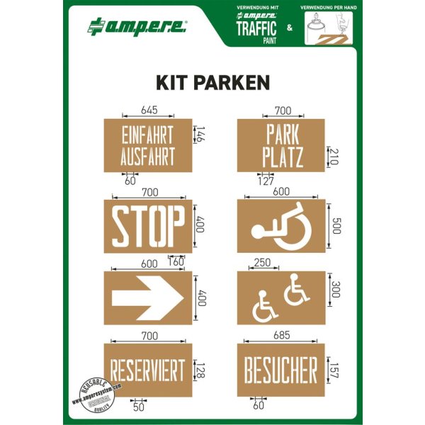 Schablonenset Schablonen KIT Parken a.m.p.e.r.e.