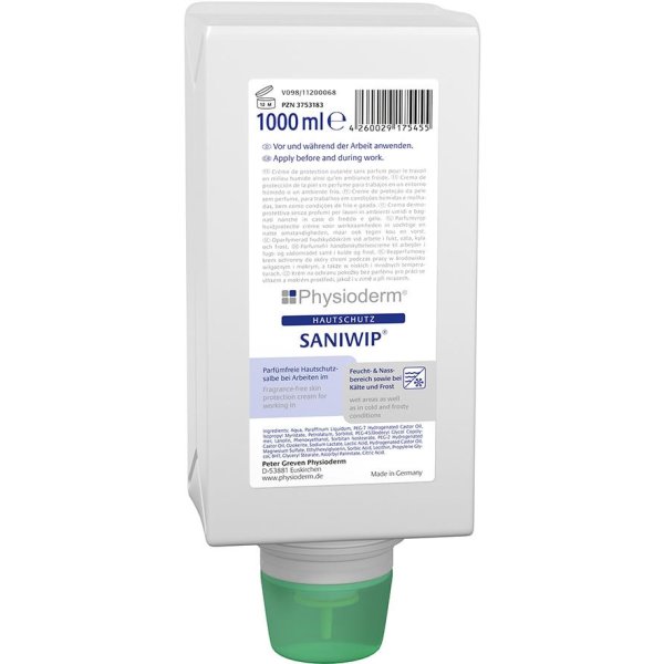 Hautschutzcreme Saniwip, 1000 ml Faltflasche