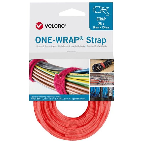 VELCRO Klettkabelbinder ONE-WRAP Strap 20 x 200mm, orange, 25 Stück