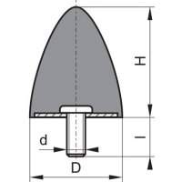 Gummi-Metall-Puffer parabelförmig Typ D D15xH15...