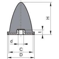 Gummi-Metall-Puffer parabelförmig Typ E D10xH10 M4 NR57