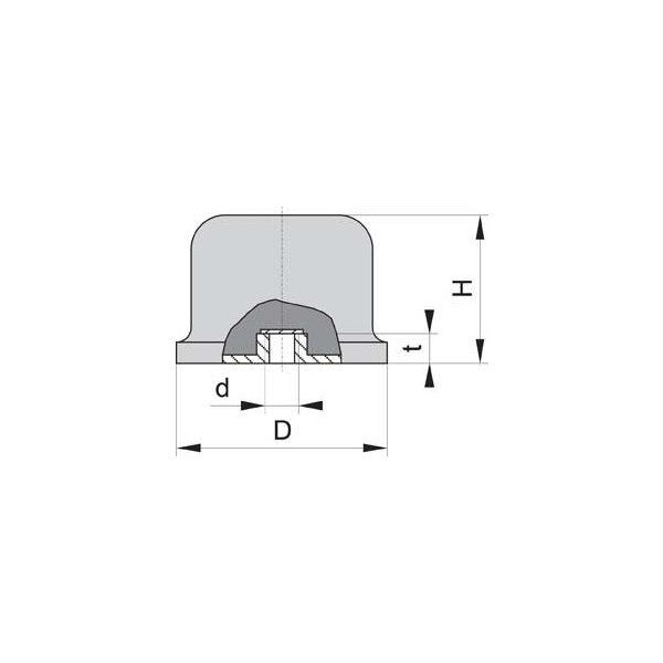 Gummi-Metall-Puffer Ballig Typ E D50xH35 M10 NR57