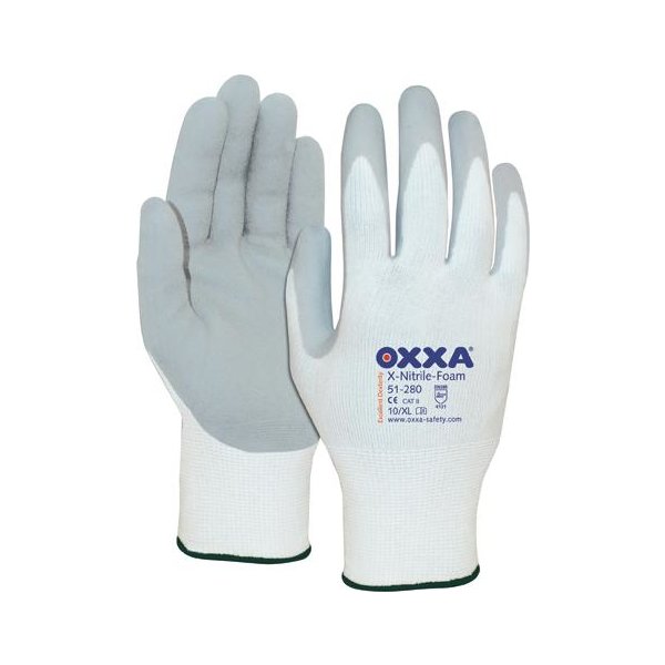 Handschuh Oxxa X-Nitrile-Foam, Gr.8, weiß/grau