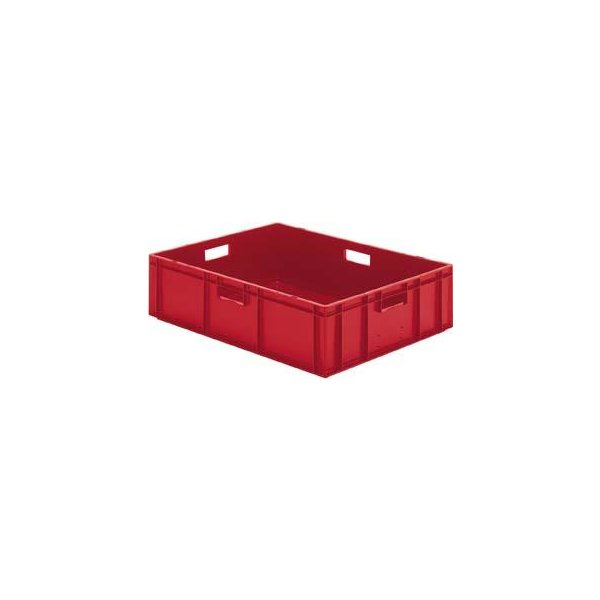 Transport-Stapelkasten B800xT600xH210 mm rot, geschlossen mit Griffloch LA-KA-PE