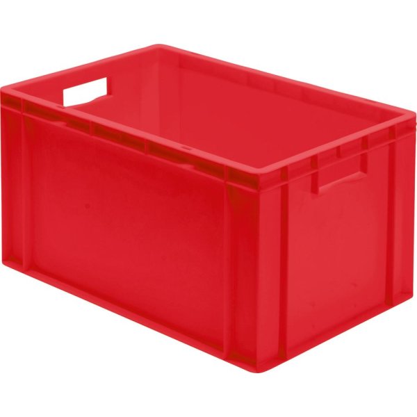 Transport-Stapelkasten B600xT400xH320 mm rot, geschlossen mit Griffloch LA-KA-PE