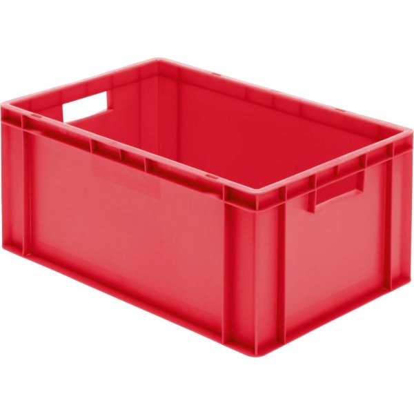 Transport-Stapelkasten B600xT400xH270 mm rot, geschlossen mit Griffloch LA-KA-PE