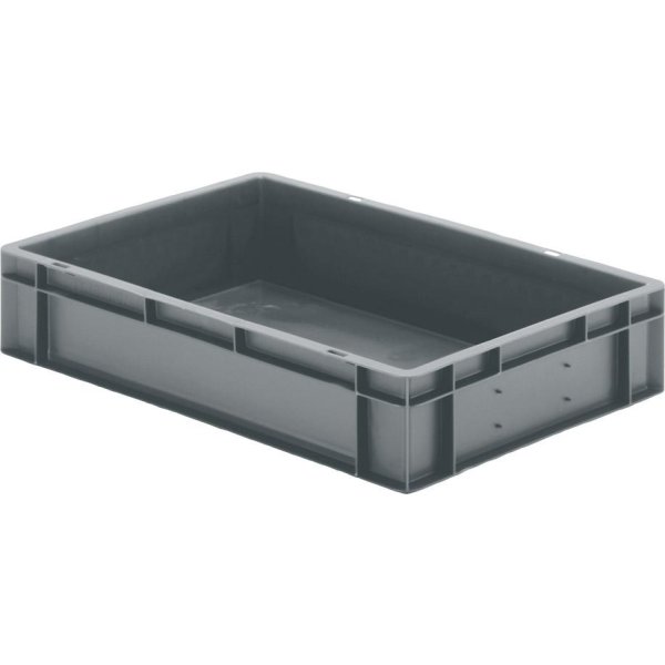 Transport-Stapelkasten B600xT400xH120 mm grau, geschlossen ohne Griffloch LA-KA-PE