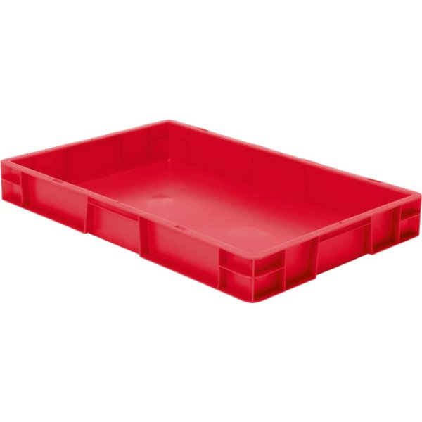 Transport-Stapelkasten B600xT400xH75 mm rot, geschlossen ohne Griffloch