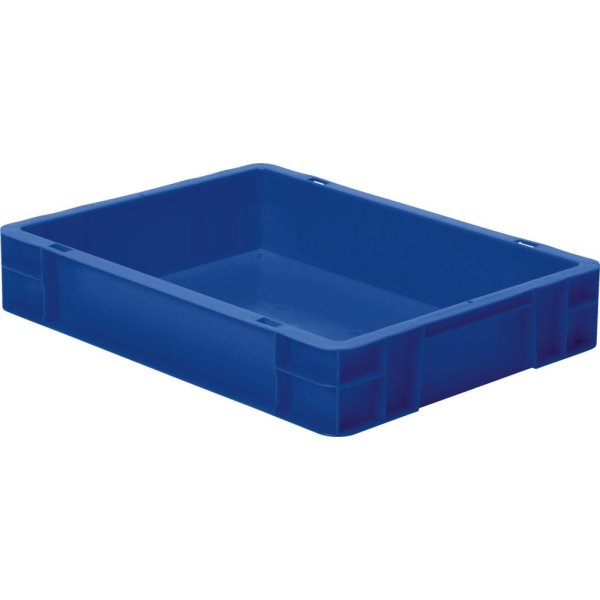 Transport-Stapelkasten B400xT300xH75 mm blau, geschlossen ohne Griffloch