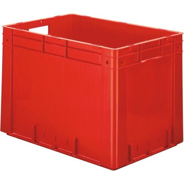 Transport-Stapelkasten B600xT400xH420 mm rot Auflast 700kg mit Griffloch LA-KA-PE