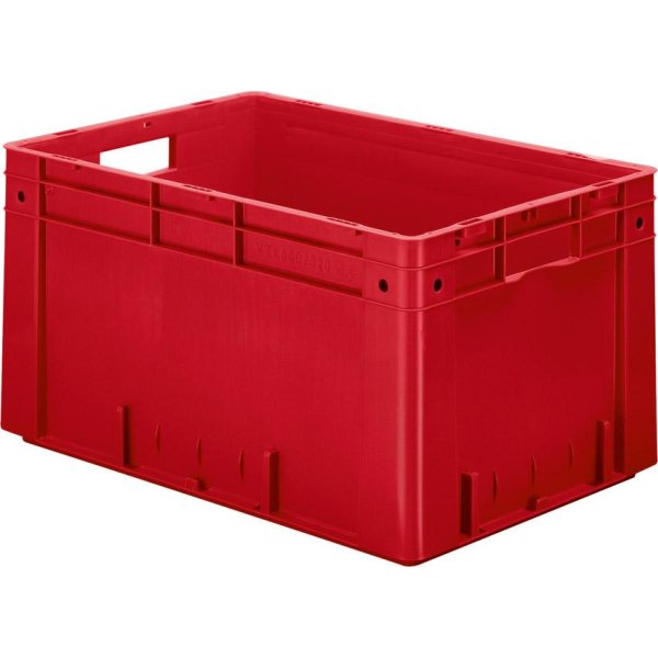 Transport-Stapelkasten B600xT400xH320 mm rot Auflast 700kg mit Griffloch LA-KA-PE