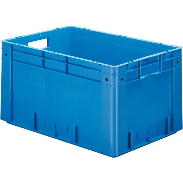 Transport-Stapelkasten B600xT400xH320 mm blau Auflast 700kg mit Griffloch LA-KA-PE