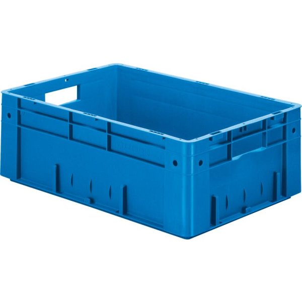 Transport-Stapelkasten B600xT400xH210 mm blau Auflast 700kg mit Griffloch LA-KA-PE