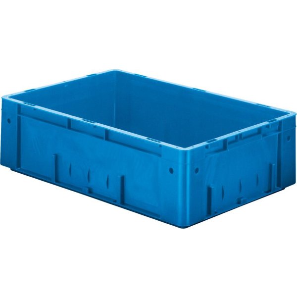 Transport-Stapelkasten B600xT400xH175 mm blau Auflast 700kg ohne Griffloch LA-KA-PE