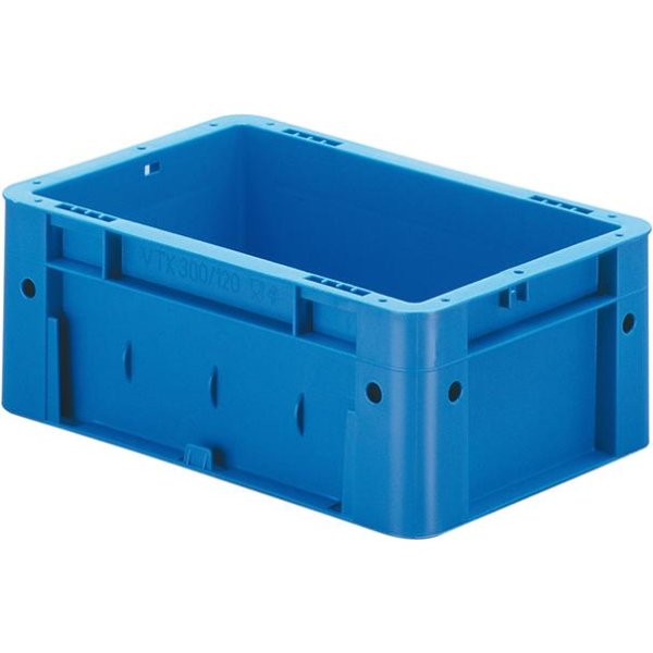 Transport-Stapelkasten B300xT200xH120 mm blau Auflast 600kg ohne Griffloch