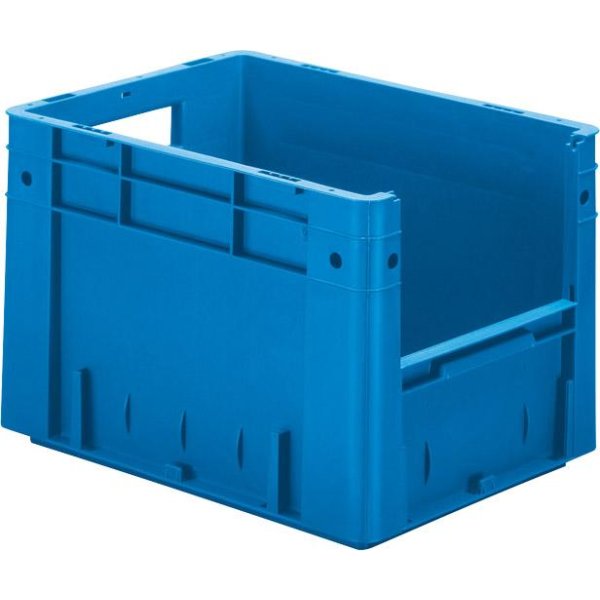 Sichtlagerkasten blau B300xT400xH270 mm Auflast 500kg, VE 4 Stk. mit Griffloch LA-KA-PE