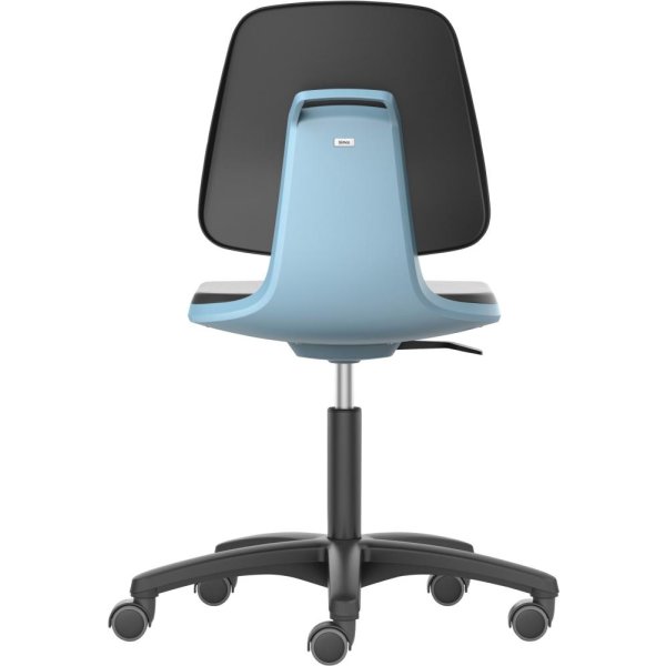 Bimos Arbeitsstuhl Labsit 2, K-Leder blau Sitzhöhe 450-650 mm mit Rollen