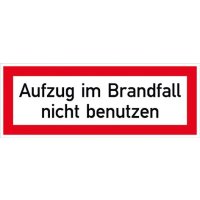 Brandschutzschild Folie B148xH52 mm Aufzug im Brandfall...