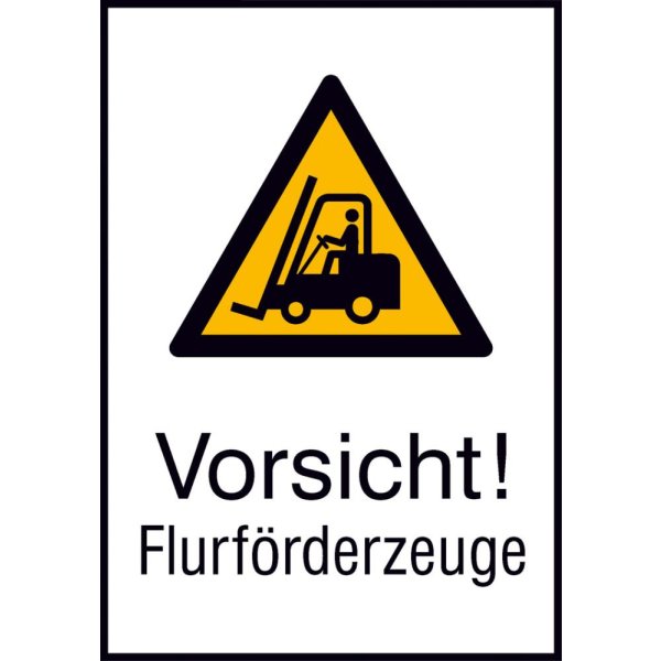 Warnschild Aluminium B262xH371 mm Vorsicht Flurförderzeuge