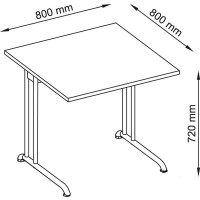 Schreibtisch lichtgrau 800x800 mm