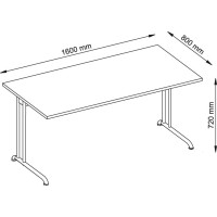 Schreibtisch lichtgrau 1600x800 mm