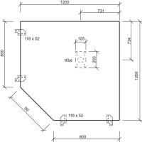 Trapezeckplatte 1200x1200 mm lichtgrau