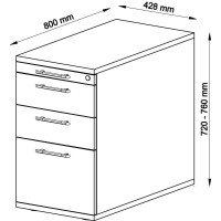 Standcontainer Buche 2 Schübe, 1HR