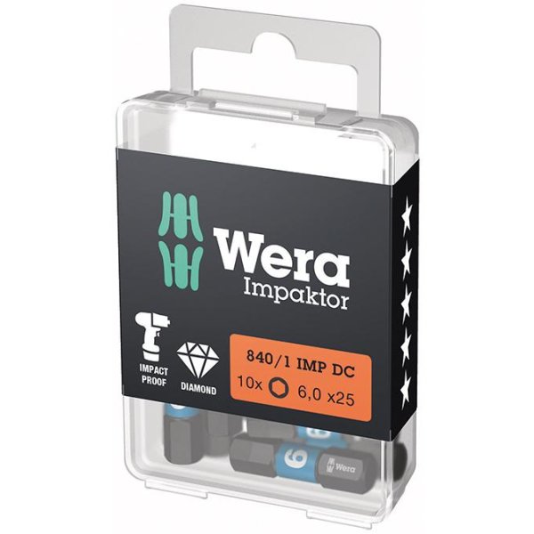 Bit Impaktor 1/4 DIN 3126 C6,3 Innensechskant 6x25mm 10er Pack Wera"