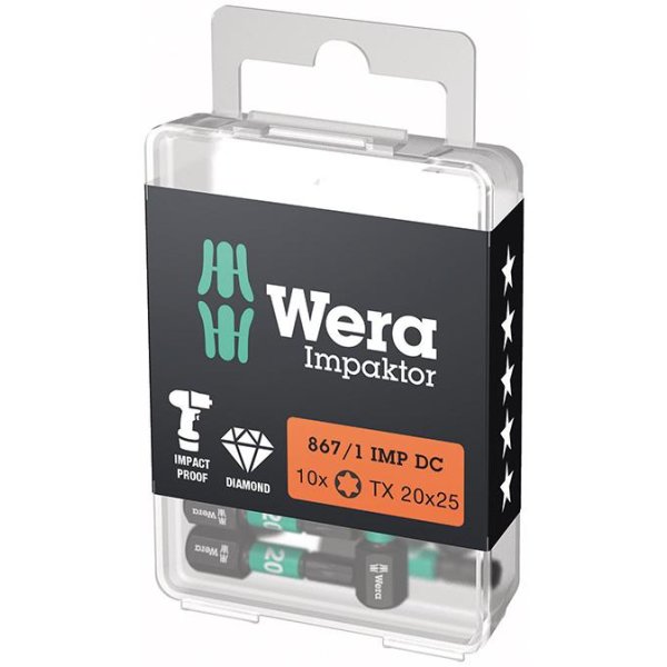 Bit Impaktor 1/4 DIN 3126 C6,3 T20x25mm 10er Pack Wera"