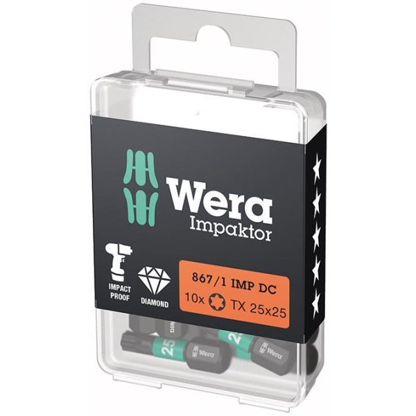 Bit Impaktor 1/4 DIN 3126 C6,3 T25x25mm 10er Pack Wera"