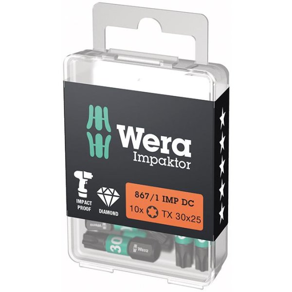 Bit Impaktor 1/4 DIN 3126 C6,3 T30x25mm 10er Pack Wera"